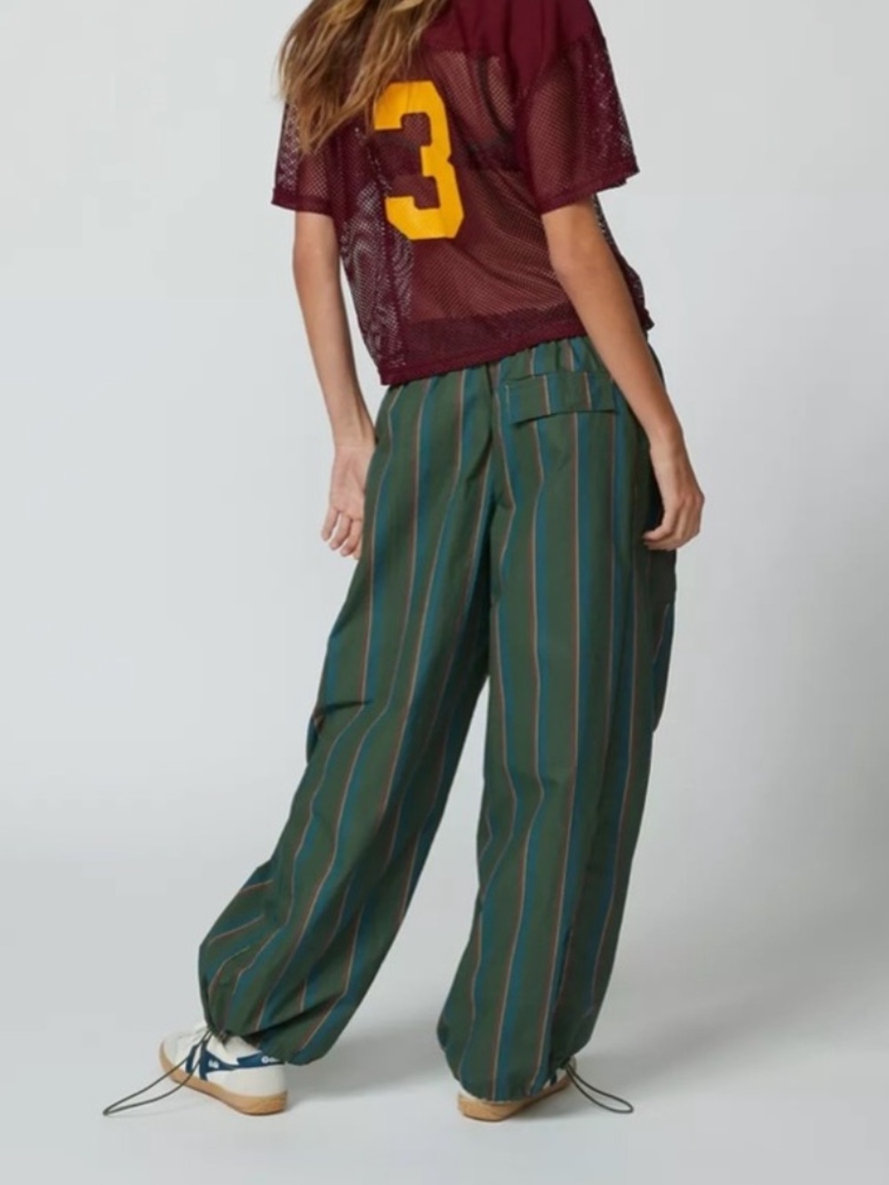 Urban Outfitters Green Striped Wide-Leg Pants - Picture 3 of 5